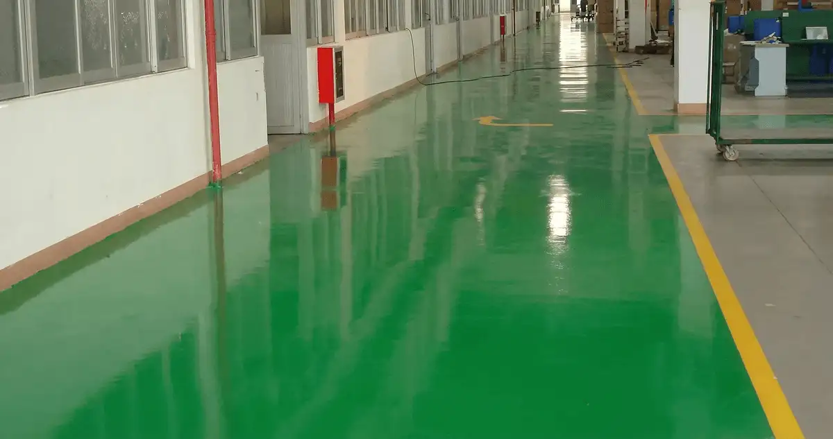 A factory floor professionally covered and marked with epoxy flooring in Bradenton, FL